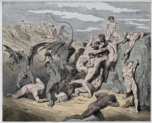 Inferno, Canto 18: Diavoli e seduttori, illustrazione dalla Divina Commedia di Dante Alighieri, 1885 da Gustave after Dore